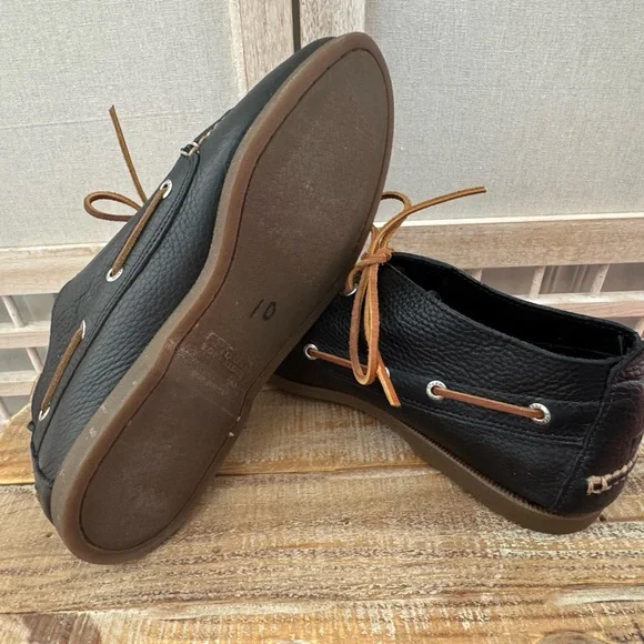 Sperry Top-Sider Black Leather Boat Shoes Lace Up Casual Size 10 - Picture 8 of 8